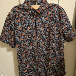 Goodfellow & Co Men's Floral Button Down Shirt - Navy and Orange